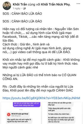 Diễn viên Khôi Trần lên tiếng về vụ bị mạo danh lừa đảo số tiền lớn