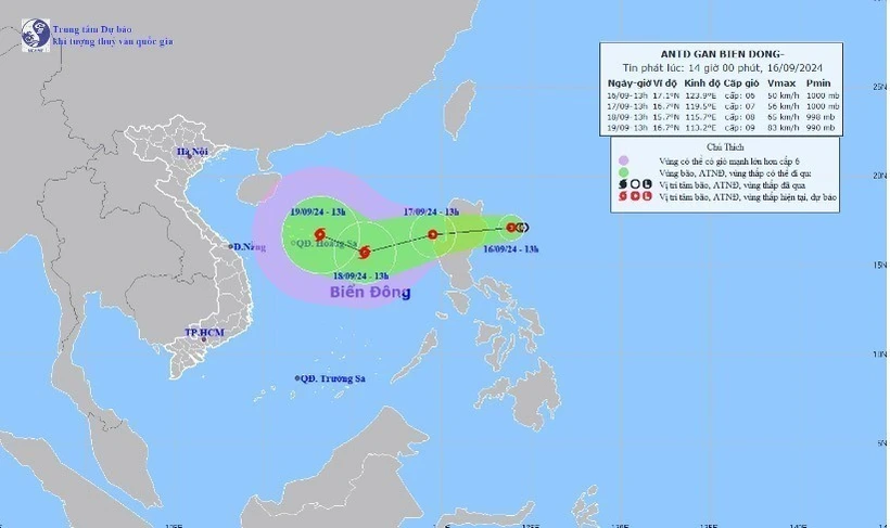  Các tỉnh, thành phố theo dõi chặt diễn biến áp thấp nhiệt đới 