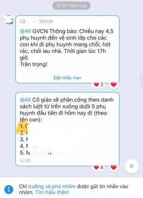 Giáo viên ở Hà Nội phân công phụ huynh 'sau 17h mang chổi đến trực nhật lớp'